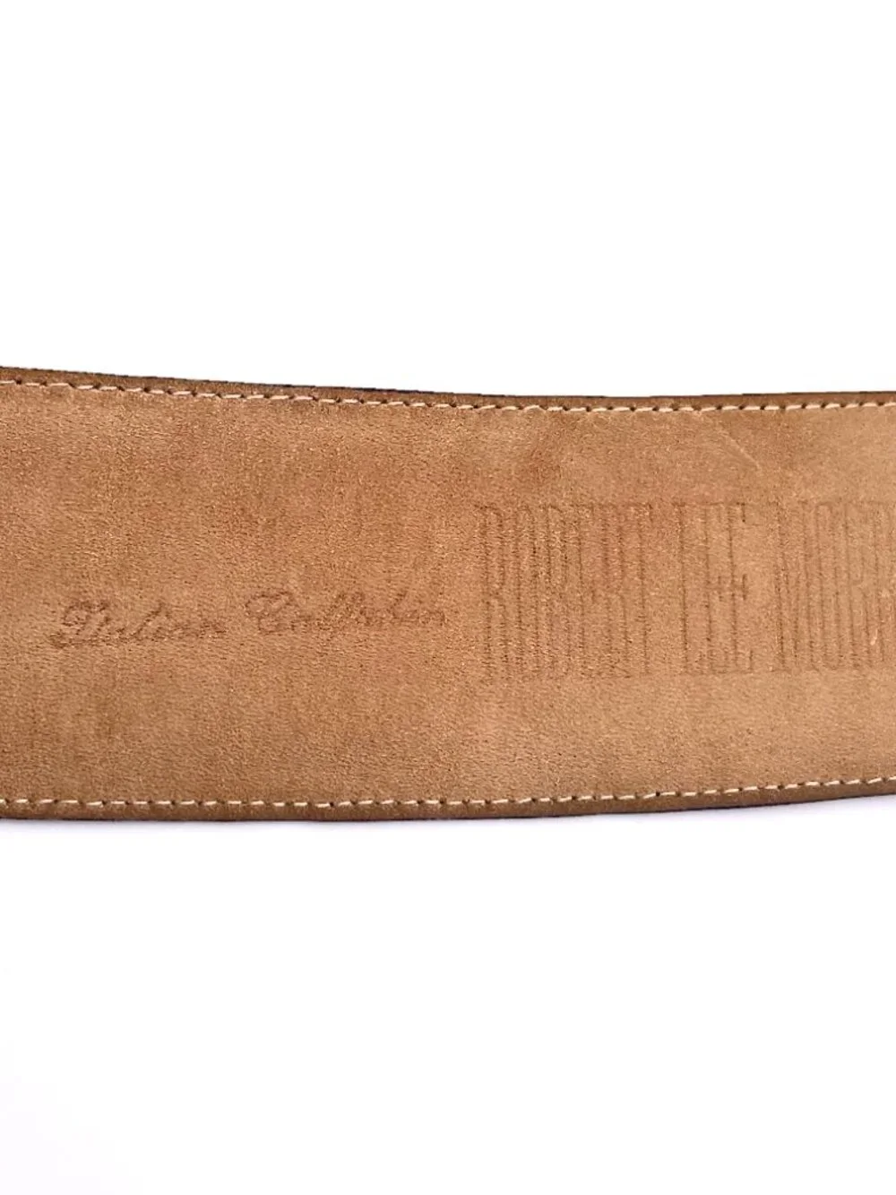 Vintage Robert Lee Morris Leather Belt with Iconic Gold Buckle